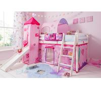 Nöa & Nani Noa & Nani Cabin Bed Midsleeper Kids Solid Wood Bunk With Slide And Fairies Tower ,tunnel & Tent In Classic White Moro