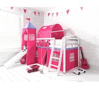 Nöa & Nani Noa & Nani Cabin Bed Midsleeper With Slide & Cotton Pretty Pink Package In Classic White Moro