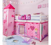 Nöa & Nani Noa & Nani Cabin Kids Solid Wood Midsleeper Bed With Fairies Tent & Tower In Classic White Moro
