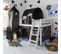 Nöa & Nani Noa & Nani Cabin Kids Solid Wood Midsleeper Bed With Pirate Hideaway Package In Classic White Moro