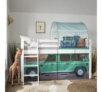 Nöa & Nani Noa & Nani Cabin Kids Solid Wood Midsleeper Bed With Safari Overland Off Road Package In Classic White Moro