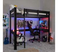 Nöa & Nani Noa & Nani Gaming Station High Sleeper Kids Solid Wood Bed In Black Storm
