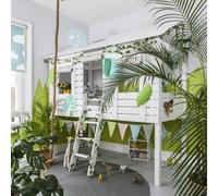 Nöa & Nani Noa & Nani Jungle Treehouse Kids Solid Wood Midsleeper Bed With Canvas Windows In Classic White Christopher