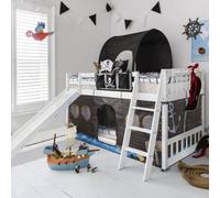 Nöa & Nani Noa & Nani Kids Solid Wood Cabin Bed Low With Bunk Underbed Slide & Pirate Hideaway Package In Classic White Tuva