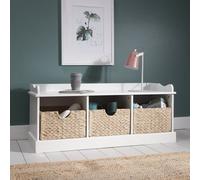Nöa & Nani Noa & Nani Storage Bench With 3 Brown Baskets In Classic White Stockholm