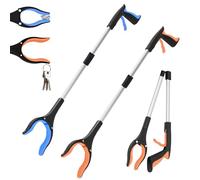 NOEAIKE 2-Pack 32"Grabber Reacher Tool,Foldable Reacher Grabber Pickup Tool with 360°Rotating Jaw & Magnetic Tip,GarbageTrash Picker Upper Grabber,Lightweight Grabbers for Seniors/Elderly(Orange/blue)