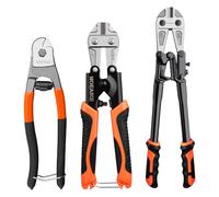 NOEAIKE 3-Pack Bolt Cutters Set,14" Heavy Duty Bolt Cutter,8" Small Bolt Cutter,8" Wire Cutter,Forged T8 Steel Blade Cutters for Chain/Metal/Screw/Rivet/Fence/Steel Wire with Rubber Grip Handle