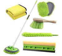 NOEAIKE Car Wash Kit,Glass/Window Cleaner with 62" Extension Pole,Cleaning Kit with Soft Mop Sponge/Windshield Squeegee/Tire Brush/Duster/Microfiber Towels for Indoor/Outdoor Cars Shower Glass