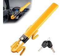 NOEAIKE Steering Wheel Lock,Heavy Duty Anti-Theft Car Device with Double Hooks Design for Enhanced Vehicle Protection,Adjustable Length Locking with 2 Keys Universal Fit (Yellow)