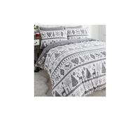 Noel Grey Christmas Double Duvet Cover Set Bedding Quilt Bed Set