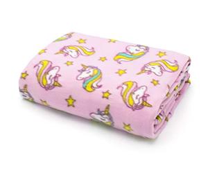 Noel Magical Rainbow Unicorn Pink Kids Polar Fleece, Childrens Throw Blanket, Suitable for Chair or Bed, Machine Washable, 127cm x 152cm,