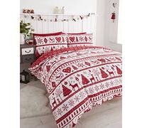 Noel Quilt Duvet Cover 2 Pillowcase Bedding Bed Set Christmas Trees, Red, Super-King