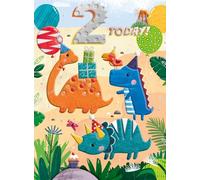 Noel Tatt 2nd Birthday Card for Boys - Age 2 Cute Dinosaurs & Balloons Design - Embossed Silver Foil Finish - Premium Greeting Card with Envelope