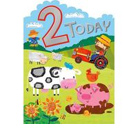 Noel Tatt 2nd Birthday Card for Boys - Fun Farmyard Design with Tractor and Animals - Embossed Foil Finish - Age 2 Birthday Greeting Card for Him