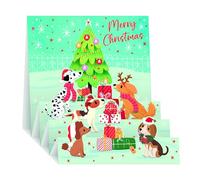 Noel Tatt 3D Pop Up Christmas Card, Single - Christmas Cards with Dogs and Christmas Tree Design and Special Finishes - Eco-Friendly Xmas Cards with Envelope