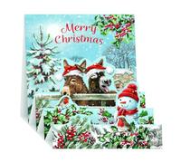 Noel Tatt 3D Pop Up Christmas Card, Single - Christmas Cards with Festive Donkeys and Snowman Design and Special Finishes - Eco-Friendly Xmas Cards with Envelope