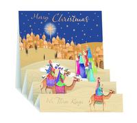 Noel Tatt 3D Pop Up Christmas Card, Single - Christmas Cards with Religious Three Kings Scene and Special Finishes - Eco-Friendly Xmas Cards with Envelope