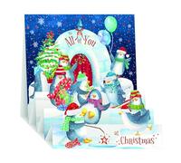 Noel Tatt All of You 3D Pop Up Christmas Card, Single - Christmas Cards with Festive Penguin Design and Special Finishes - Eco-Friendly Xmas Cards with Envelope