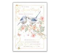 Noel Tatt Anniversary Card for a Special Couple - Floral Garden Birds Design - Sentimental Verse - Anniversary Greeting Card