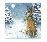 Noel Tatt Artistic Open Christmas Greeting Card - 'Hayden The Hare' - Illustrated by Bree Merryn - Suitable For Any Recipient