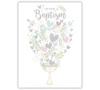 Noel Tatt Baptism Congratulations Card - Cross & Candles Design - Religious Greeting Card with Envelope