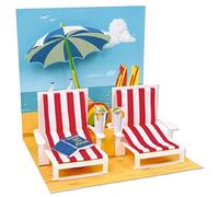 Noel Tatt Beach Deckchairs Pop-up Greetings Card