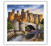 Noel Tatt Birthday/Blank Greeting Card for Men or Women with Artistic Ian Saxton Conwy Castle in Wales Design - General Card Suitable for Any Occasion