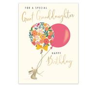 Noel Tatt Birthday Card for a Special Great Granddaughter - Bunny Rabbit and Balloons Design with Foil Finish, Eco-Friendly & Made in the UK