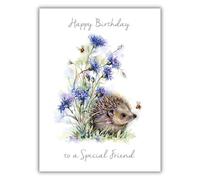 Noel Tatt Birthday Card for Friend - Cute Hedgehog and Floral Design - Lovely Birthday Greeting Card with Envelope - For a Special Friend