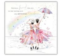 Noel Tatt Birthday Card for Friend - Feminine Floral Rainbow Design - Embossed Foil Finish - Elegant Friendship Birthday Greeting Card for Women