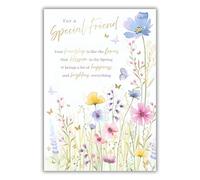 Noel Tatt Birthday Card for Friend - Sentimental Wording & Floral Butterfly Design - Foil Finish - Pretty Birthday Greeting Card for a Special Friend - For Women