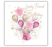 Noel Tatt Birthday Card for Friend - Stylish Balloons & Stars Design for a Lovely Friend - Birthday Greeting Card For Women