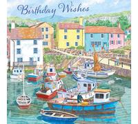 Noel Tatt Birthday Card for Men or Women - Artistic Coastal Harbour Design - Scenic Birthday Greeting Card
