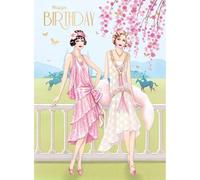 Noel Tatt Birthday Card for Women - Art Deco Fashion and Race Day Design - Embossed Foil Finish - Elegant Birthday Greeting Card