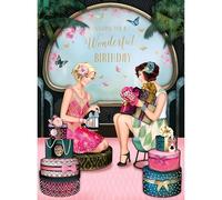 Noel Tatt Birthday Card for Women - Art Deco Party Scene Design - Embossed Foil Finish - Elegant Vintage Birthday Greeting Card