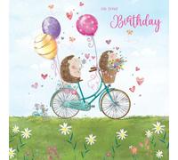 Noel Tatt Birthday Card for Women or Girls - Cute Hedgehog Design - Artistic Birthday Greeting Card