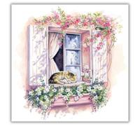 Noel Tatt Birthday Card for Women - Pretty Cat & Floral Design - All Occasion Greeting Card for Her - Blank Inside