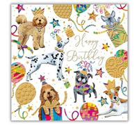 Noel Tatt Birthday Card - General Card - Dogs, Balloons and Presents - Eco-Friendly and Recyclable