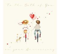 Noel Tatt Both of You Anniversary Card - Romantic Bicycle Ride Illustration - Happy Anniversary Card for Couples - Embossed Foil Finish