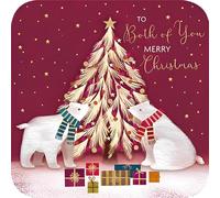 Noel Tatt Both of You Christmas Card - Polar Bears and Christmas Tree - Foil and Embellishment - Festive Christmas Greeting Card For a Special Couple
