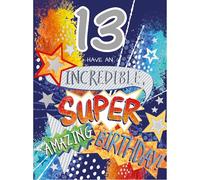 Noel Tatt Boys 13th Birthday Card - Colourful Stars Design - Incredible, Super, Amazing Birthday - Age 13 Happy Birthday Card for Teens