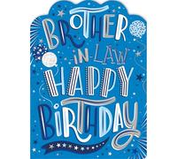 Noel Tatt Brother-in-Law Birthday Card - Balloons, Stars and Graphic Text Embossed with Foil Details - Eco-Friendly and Recyclable