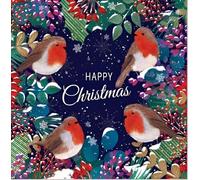 Noel Tatt Charity Christmas Cards Pack of 10 - Charity Christmas Cards with Artistic Robins and Foliage Design - Eco-Friendly Xmas Cards Multipack with Envelopes