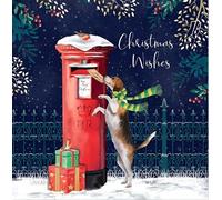 Noel Tatt Charity Christmas Cards Pack of 10 - Dog, Robins and Post Box Design - Festive Christmas Cards Multipack - In Aid of UK Charities