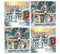 Noel Tatt Charity Christmas Cards Pack of 10 - Festive Donkeys & Farm Animals in the Snow - Assorted Premium Greeting Cards Multipack with Envelopes - 5 Each of 2 Designs - Supporting UK Charities