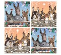 Noel Tatt Charity Christmas Cards Pack of 10 - Friendly Festive Donkeys & Robins in the Snow - Assorted Premium Greeting Cards Multipack with Envelopes - 5 Each of 2 Designs - Supporting UK Charities