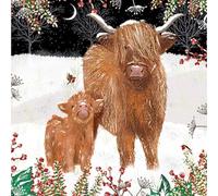 Noel Tatt Charity Christmas Cards - Pack of 10 Premium Christmas Greeting Cards with Envelopes - Festive Highland Cows in the Snow - Supporting UK Charities