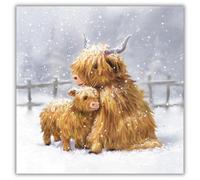 Noel Tatt Charity Christmas Cards - Pack of 10 Premium Festive Christmas Greeting Cards with Envelopes - Cute Highland Cows in the Snow - Supporting UK Charities