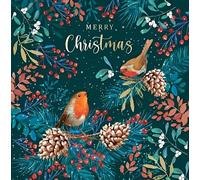 Noel Tatt Charity Christmas Cards Pack of 10 - Robins and Winter Foliage Design - Festive Christmas Cards Multipack - In Aid of UK Charities