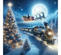 Noel Tatt Charity Christmas Cards Pack of 10 Santa's Sleigh & Steam Train | With Envelopes, Eco-Friendly, Made in the UK, Supporting UK Charities